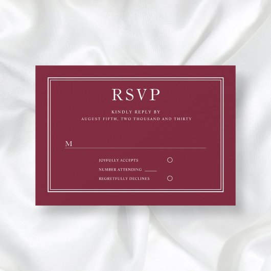 Klassieke Elegant Formal Burgundy Red Wedding RSVP
