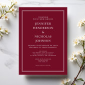 Klassieke Elegant Formele Burgundy Red Wedding Kaart