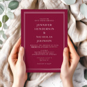 Klassieke Elegant Formele Burgundy Red Wedding Kaart