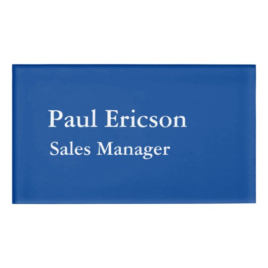 Klassieke elegant gewoon professioneel diepblauw naambadge (Voorkant)