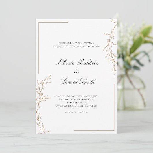 Klassieke Elegant Gold Flower Branch Wedding (Staand voorkant)
