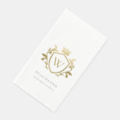 Klassieke Elegant Gold Monogram Floral Crown Crest Servet (Hoek)