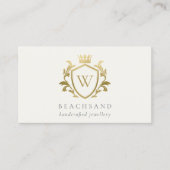 Klassieke Elegant Gold Monogram Floral Crown Crest Visitekaartje (Voorkant)