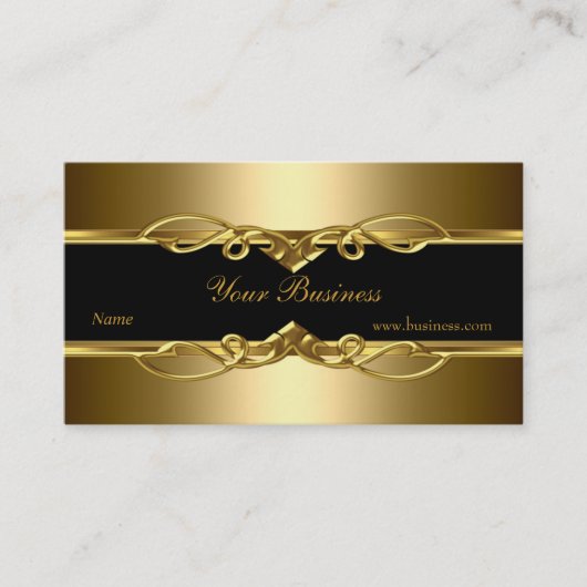 Klassieke Elegant  Gold op Gold Black Visitekaartje (Voorkant)