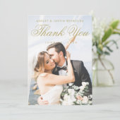 Klassieke Elegant Gold Photo Weddenschap Hartelijk Bedankkaart (Staand voorkant)