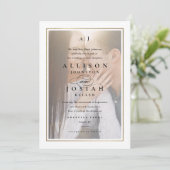 Klassieke Elegant Gold Photo Wedding Kaart (Staand voorkant)