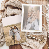 Klassieke Elegant Gold Photo Wedding Kaart