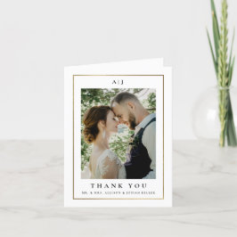 Klassieke Elegant Gold Weddenfoto Bedankkaart