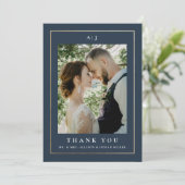 Klassieke Elegant Gold Weddenfoto Bedankkaart (Staand voorkant)