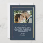 Klassieke Elegant Gold Weddenfoto Bedankkaart (Achterkant)