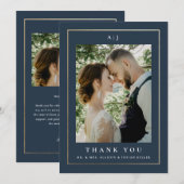 Klassieke Elegant Gold Weddenfoto Bedankkaart (Voorkant / Achterkant)