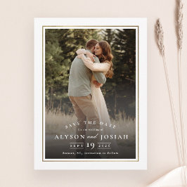 Klassieke Elegant Gold Weddenfoto Save The Date