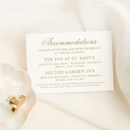 Klassieke Elegant Gold Wedding Accommodations Informatiekaartje