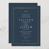 Klassieke Elegant Gold Wedding Kaart (Voorkant / Achterkant)