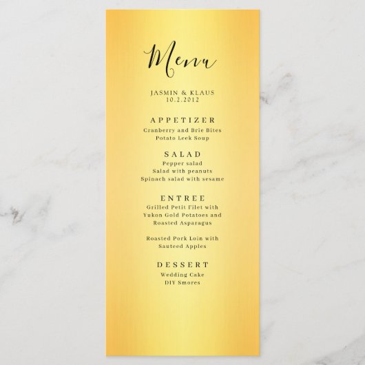 Klassieke Elegant Gold Wedding Menu (Voorkant)