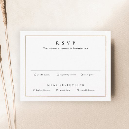 Klassieke Elegant Gold Wedding RSVP Kaartje