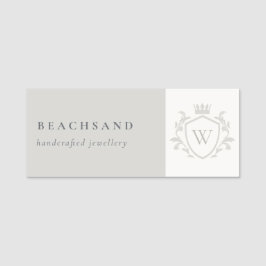 Klassieke Elegant Gray Monogram Floral Crown Crest Naamplaatje