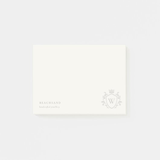 Klassieke Elegant Gray Monogram Floral Crown Crest Post-it® Notes (Voorkant)