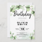 Klassieke Elegant Greenery Eucalyptus Birthday Par Kaart (Voorkant)