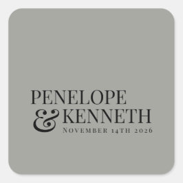 Klassieke Elegant Grey Custom Weddenschappen Namen Vierkante Sticker