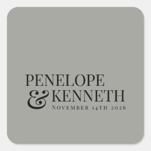 Klassieke Elegant Grey Custom Weddenschappen Namen Vierkante Sticker
