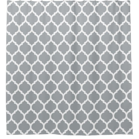 Klassieke Elegant Grey Moroccan Quatrefoil Pattern Douchegordijn (Voorkant)
