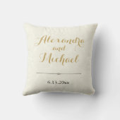 Klassieke Elegant Ivory Gold Black Damask Weddensc Kussen (Achterkant)