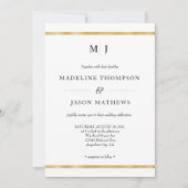 Klassieke Elegant Ivory Gold Foil Monogram Weddens Kaart (Voorkant)