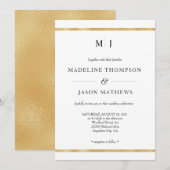 Klassieke Elegant Ivory Gold Foil Monogram Weddens Kaart (Voorkant / Achterkant)