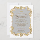 Klassieke Elegant Ivory White Gold Tiara Quinceane Kaart (Voorkant)