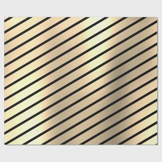 Klassieke Elegant kerstmis Gold Black Stripe Cadeaupapier (Vlak)