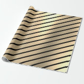 Klassieke Elegant kerstmis Gold Black Stripe Cadeaupapier (Uitgerold)