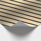 Klassieke Elegant kerstmis Gold Black Stripe Cadeaupapier (Hoek)