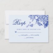 Klassieke Elegant Light Blue White Floral Wedding RSVP Kaartje (Voorkant)