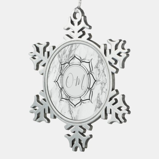 Klassieke Elegant Marble OM Tin Sneeuwvlok Ornament (Rechts)
