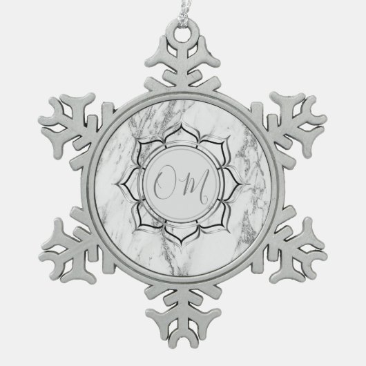 Klassieke Elegant Marble OM Tin Sneeuwvlok Ornament (Voorkant)