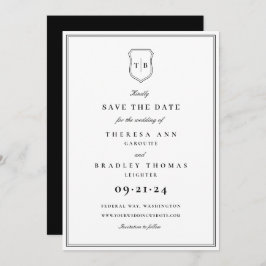 Klassieke Elegant Monogram Zwarte Kreeft Save The  Save The Date