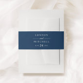 Klassieke Elegant Navy Blue Custom Wedding Monogra Uitnodigingen Wikkel