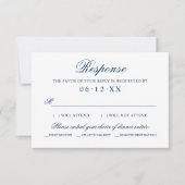 Klassieke Elegant Navy Blue Wedding Dinner-opties RSVP Kaartje (Voorkant)