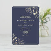 Klassieke Elegant Navy Blue Wedding Kaart (Staand voorkant)