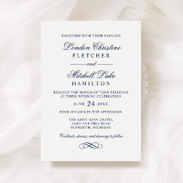 Klassieke Elegant Navy Blue Wedding Kaart