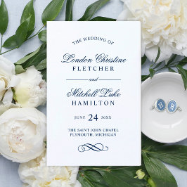 Klassieke Elegant Navy Blue Wedding Programma's