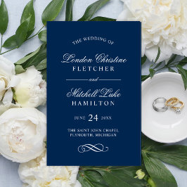 Klassieke Elegant Navy Blue Wedding Programma's