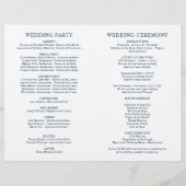 Klassieke Elegant Navy Blue Wedding Programma's (Achterkant)