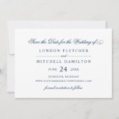 Klassieke Elegant Navy Blue Wedding Save The Date (Voorkant)