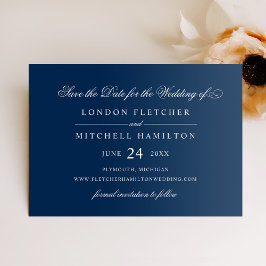 Klassieke Elegant Navy Blue Wedding Save The Date