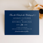 Klassieke Elegant Navy Blue Wedding Save The Date