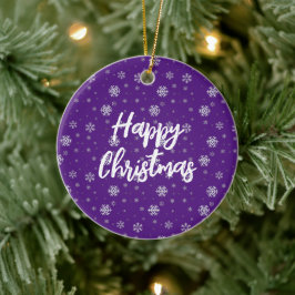 Klassieke Elegant Paarse White Snowflakes kerst Keramisch Ornament