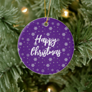 Klassieke Elegant Paarse White Snowflakes kerst Keramisch Ornament