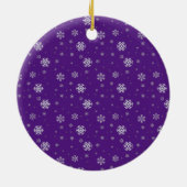 Klassieke Elegant Paarse White Snowflakes kerst Keramisch Ornament (Achterkant)